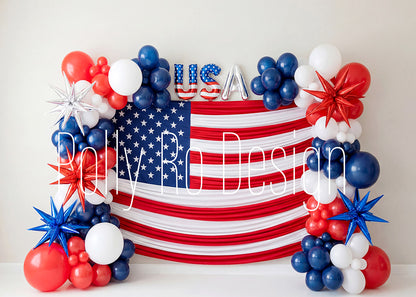Avezano American Flag USA Balloon Photography Backdrop Designed By Polly Ro Design