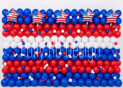 Avezano Full Patriotic Balloon Wall Photography Backdrop Designed By Polly Ro Design