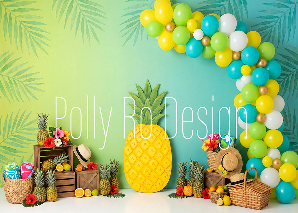 Avezano Tropical Pineapple Party Photography Backdrop Designed By Polly Ro Design