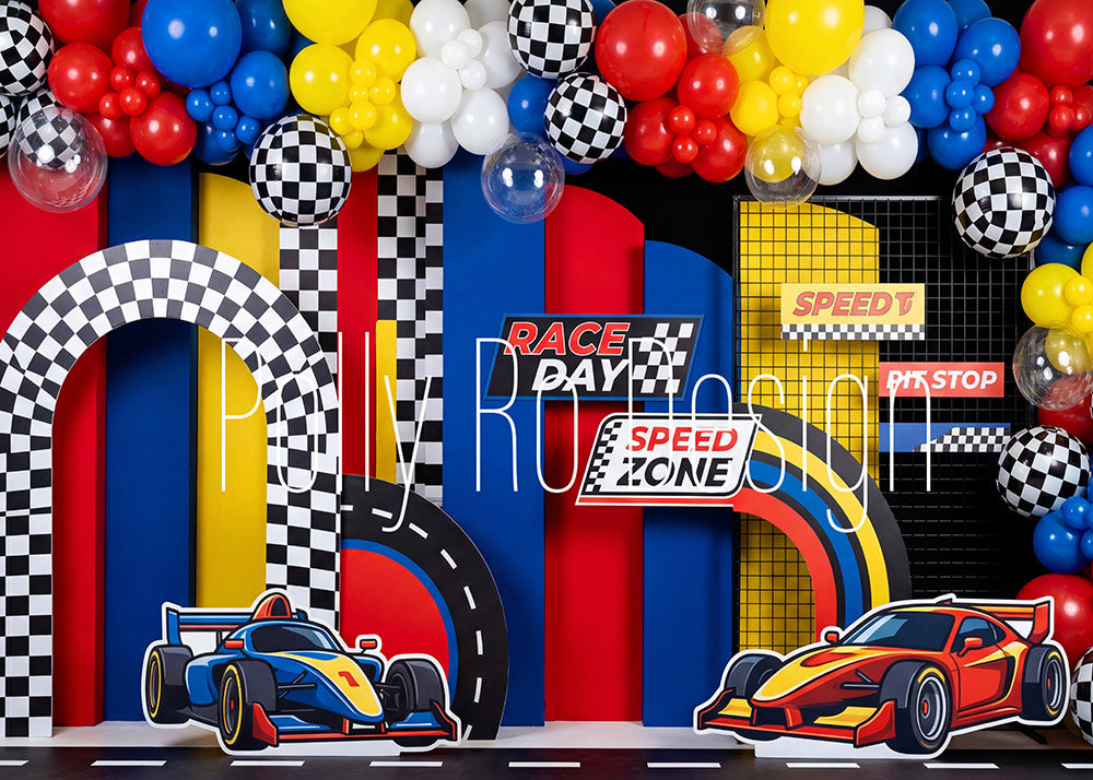 Avezano Race Car Checkered Flag Photography Backdrop Designed By Polly Ro Design