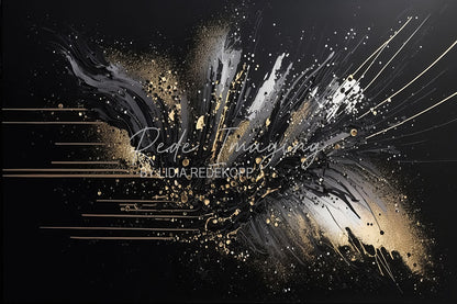 Avezano Black Gold Line Abstract Paint Photography Backdrop Designed By Lidia Redekopp
