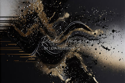 Avezano Black Gold Wave Glitter Art Photography Backdrop Designed By Lidia Redekopp