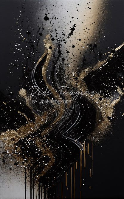 Avezano Black Gold Wave Glitter Art Photography Backdrop Designed By Lidia Redekopp