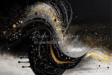 Avezano Black Silver Gold Flow Painting Photography Backdrop Designed By Lidia Redekopp