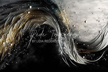 Avezano Silver Gold Feather Abstract Photography Backdrop Designed By Lidia Redekopp