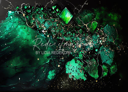 Avezano Emerald Gold Crystal Ink Flow Photography Backdrop Designed By Lidia Redekopp