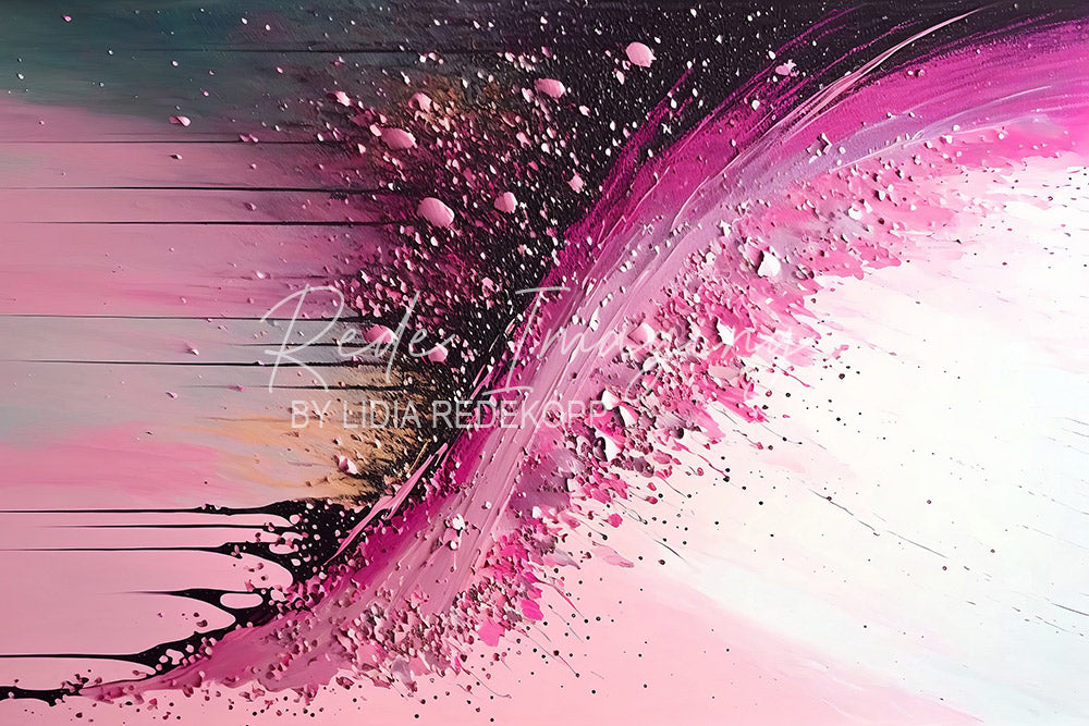 Avezano Pink Black Streak Glitter Fluid Photography Backdrop Designed By Lidia Redekopp