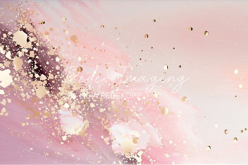 Avezano Blush Pink Gold Dot Abstract Paint Photography Backdrop Designed By Lidia Redekopp