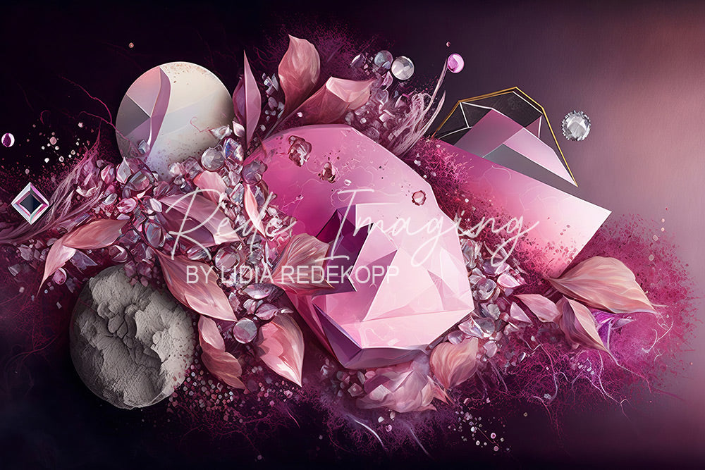 Avezano Pink Crystal Floral Gem Abstract Photography Backdrop Designed By Lidia Redekopp