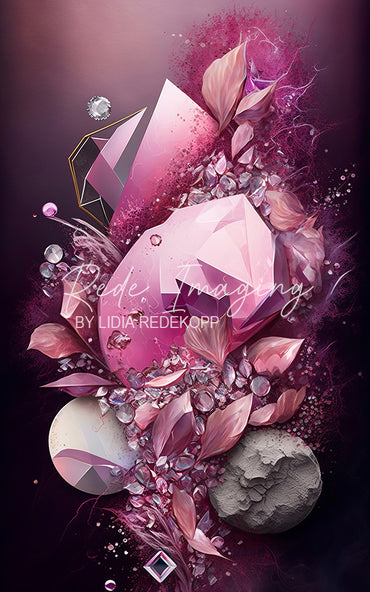 Avezano Pink Crystal Floral Gem Abstract Photography Backdrop Designed By Lidia Redekopp