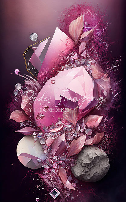 Avezano Pink Crystal Floral Gem Abstract Photography Backdrop Designed By Lidia Redekopp