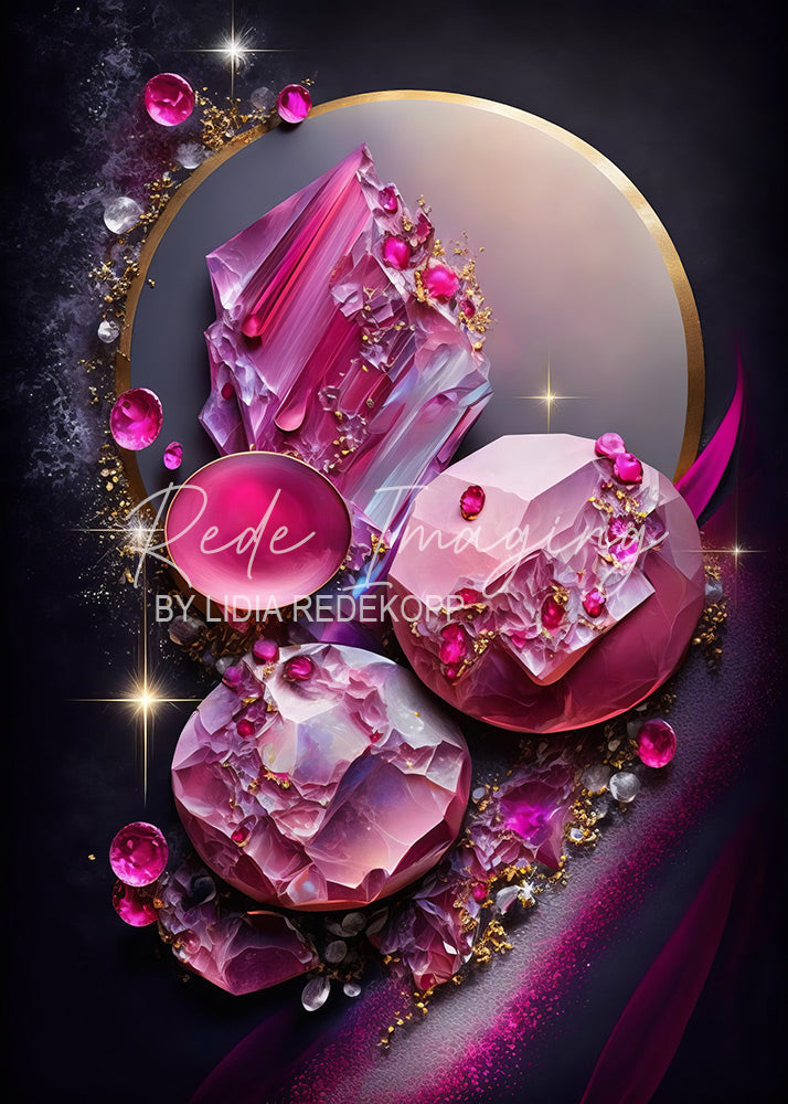 Avezano Magenta Crystal Gold Geode Art Photography Backdrop Designed By Lidia Redekopp