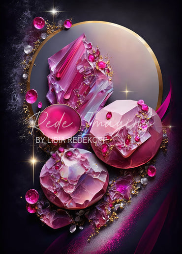 Avezano Magenta Crystal Gold Geode Art Photography Backdrop Designed By Lidia Redekopp
