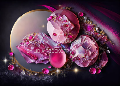 Avezano Magenta Crystal Gold Geode Art Photography Backdrop Designed By Lidia Redekopp