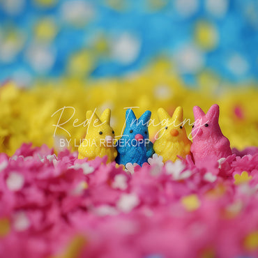 Avezano Colorful Peep Bunny Floral Easter Photography Backdrop Designed By Lidia Redekopp