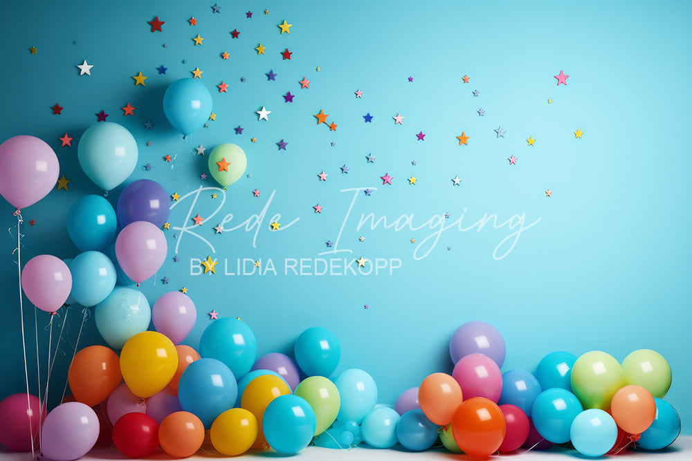 Avezano Blue Wall Color Star Balloon Party Photography Backdrop Designed By Lidia Redekopp