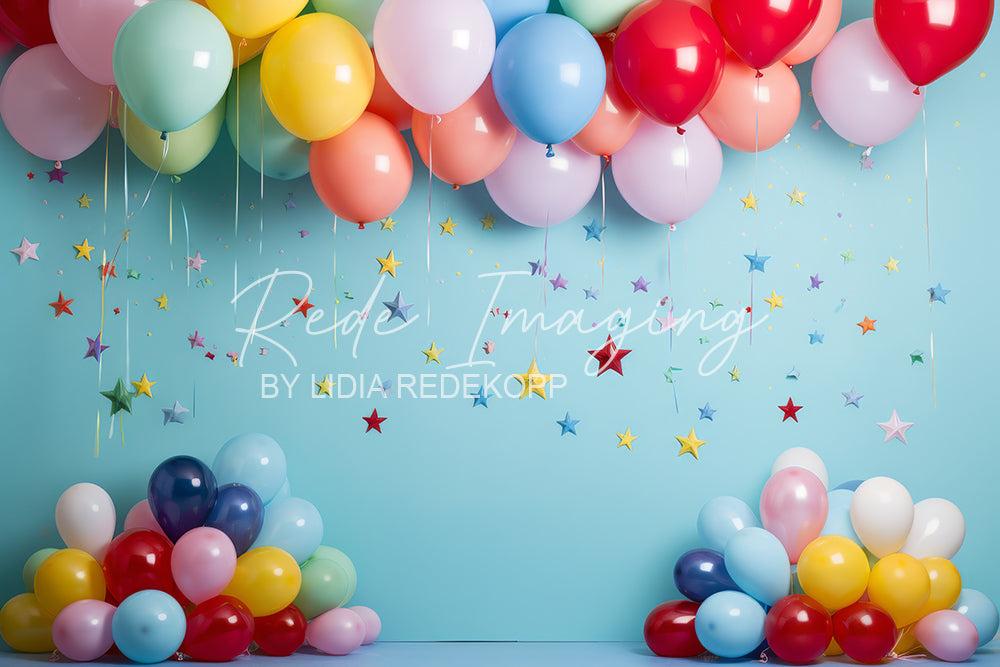 Avezano Pastel Rainbow Balloon Star Confetti Birthday Photography Backdrop Designed By Lidia Redekopp