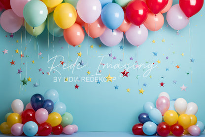 Avezano Pastel Rainbow Balloon Star Confetti Birthday Photography Backdrop Designed By Lidia Redekopp