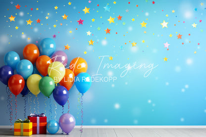 Avezano Gift Box Color Star Balloon Birthday Photography Backdrop Designed By Lidia Redekopp