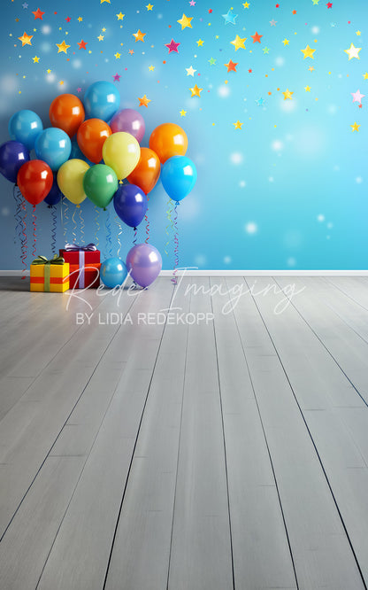 Avezano Gift Box Color Star Balloon Birthday Photography Backdrop Designed By Lidia Redekopp