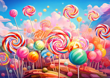 Avezano Colorful Swirl Lollipop Candy Land Photography Backdrop Designed By Lidia Redekopp