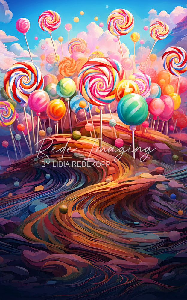Avezano Colorful Swirl Lollipop Candy Land Photography Backdrop Designed By Lidia Redekopp
