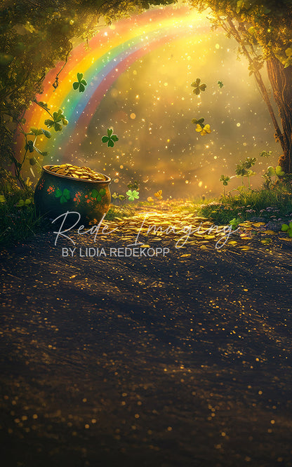 Avezano Leprechaun Pot Gold Rainbow Forest Photography Backdrop Designed By Lidia Redekopp