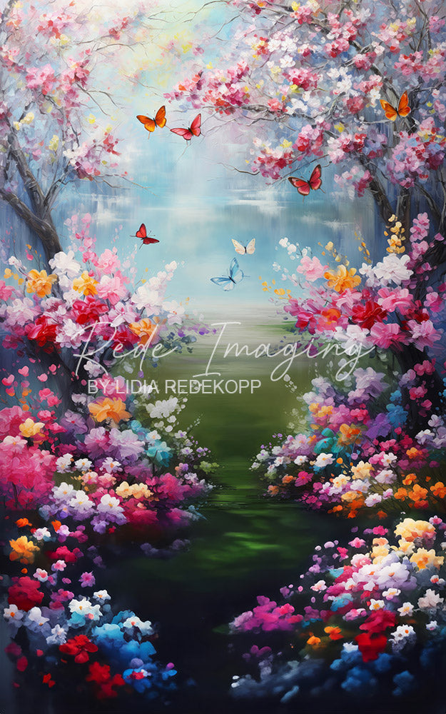 Avezano Floral Butterfly Oil Painting Spring Photography Backdrop Designed By Lidia Redekopp