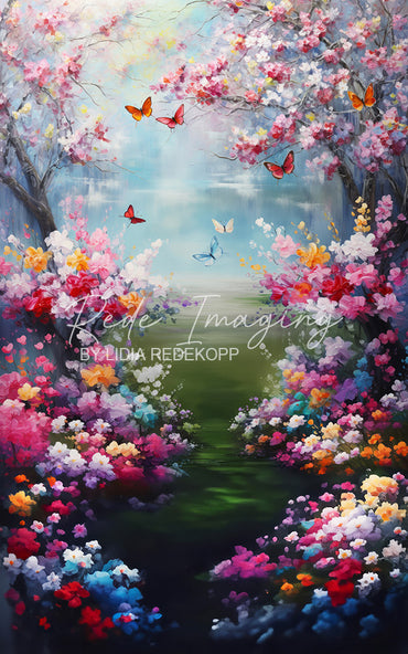 Avezano Floral Butterfly Oil Painting Spring Photography Backdrop Designed By Lidia Redekopp