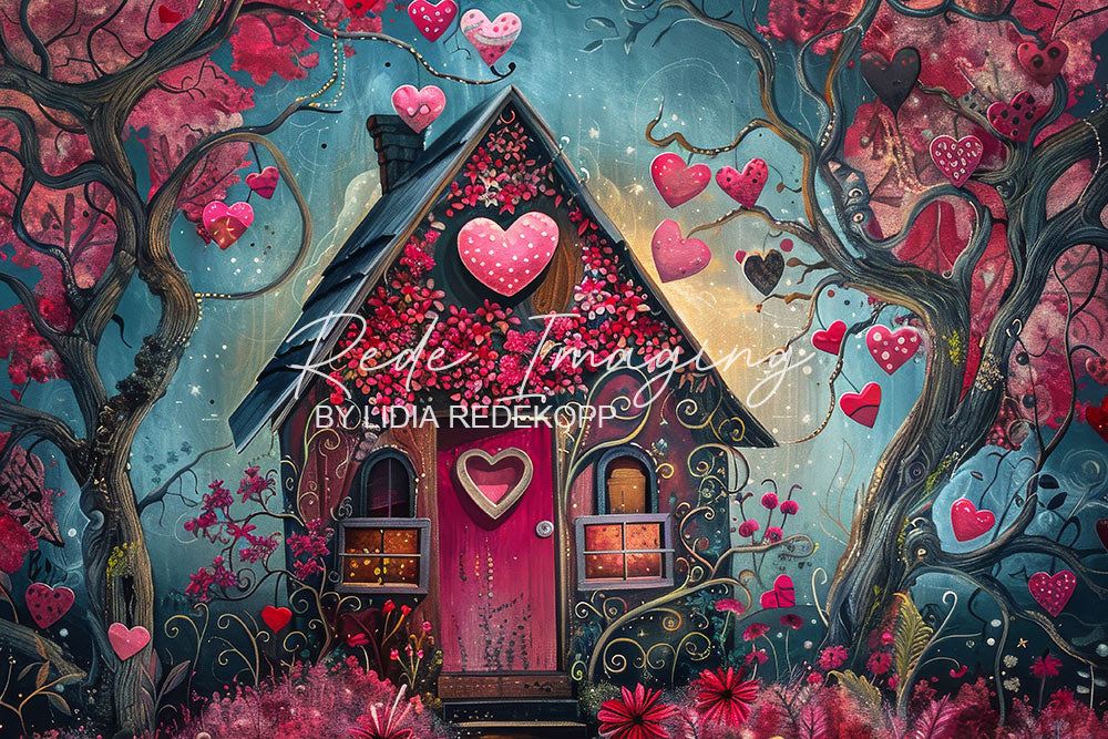 Avezano Valentine Heart Tree Fantasy House Photography Backdrop Designed By Lidia Redekopp