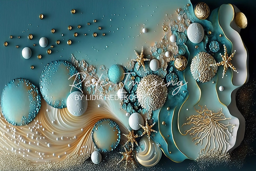 Avezano Teal Coral Bubble Ocean Texture Photography Backdrop Designed By Lidia Redekopp