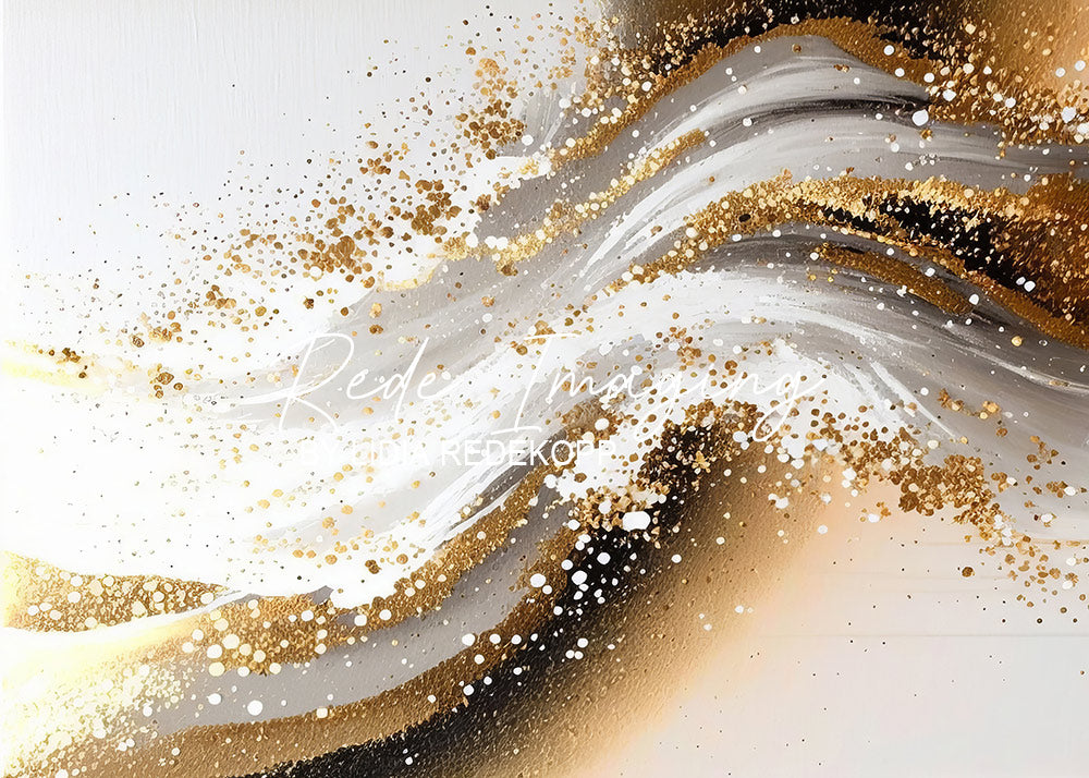 Avezano Gold Glitter White Wave Abstract Paint Photography Backdrop Designed By Lidia Redekopp
