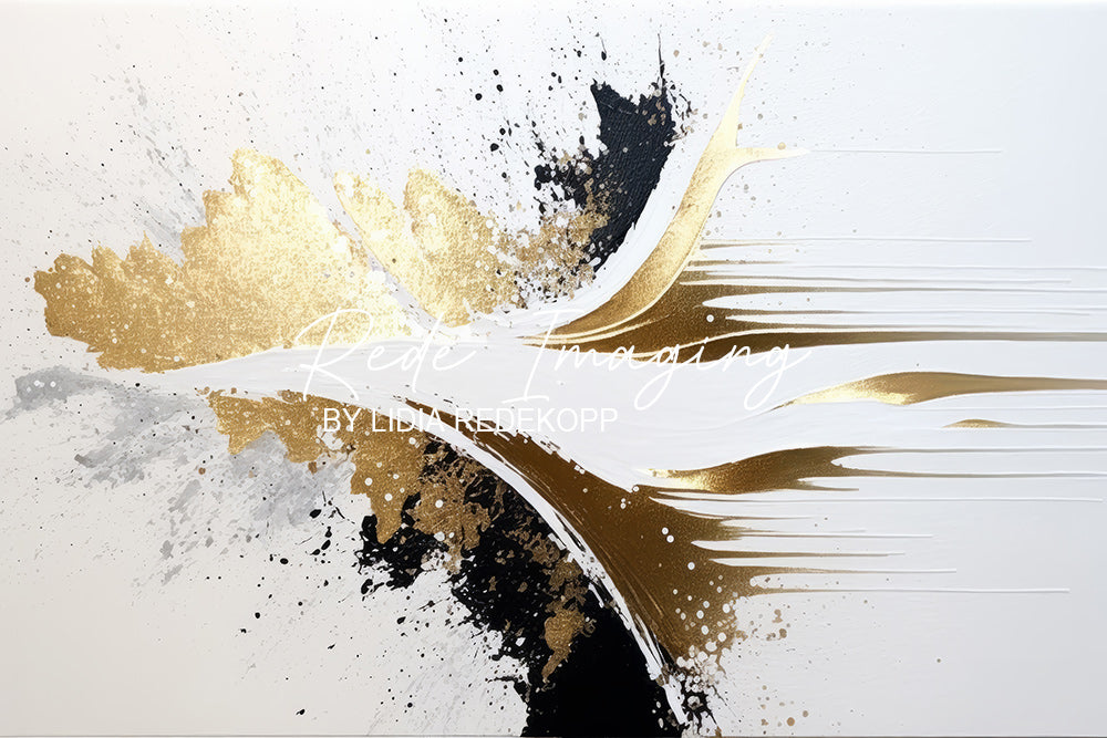 Avezano Black Gold Splash Abstract Brush Photography Backdrop Designed By Lidia Redekopp