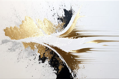 Avezano Black Gold Splash Abstract Brush Photography Backdrop Designed By Lidia Redekopp