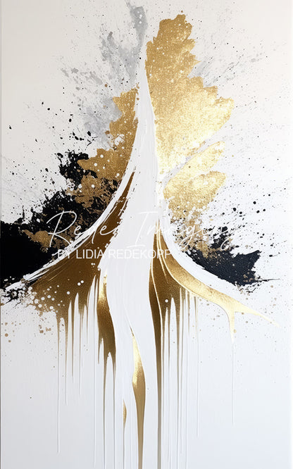 Avezano Black Gold Splash Abstract Brush Photography Backdrop Designed By Lidia Redekopp