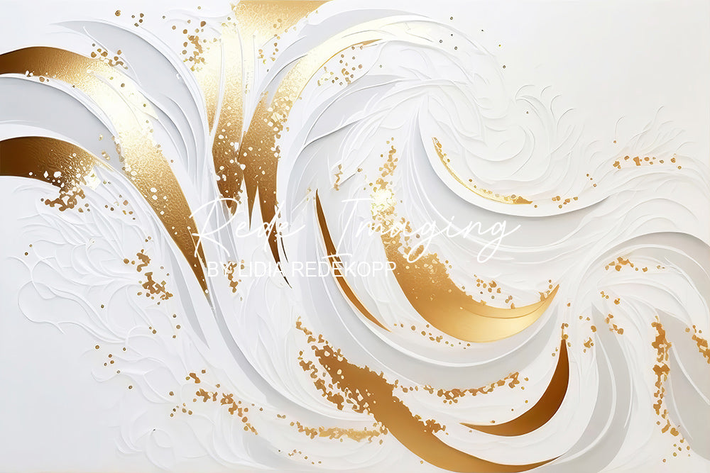 Avezano 3D White Gold Swirl Feather Texture Photography Backdrop Designed By Lidia Redekopp