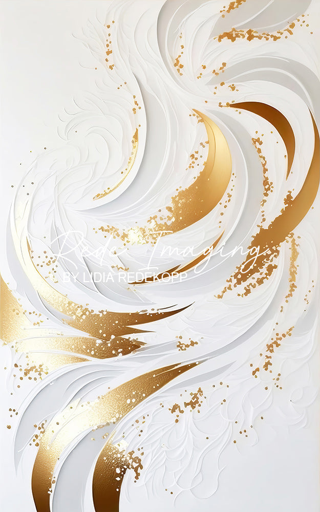 Avezano 3D White Gold Swirl Feather Texture Photography Backdrop Designed By Lidia Redekopp
