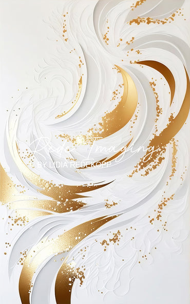 Avezano 3D White Gold Swirl Feather Texture Photography Backdrop Designed By Lidia Redekopp