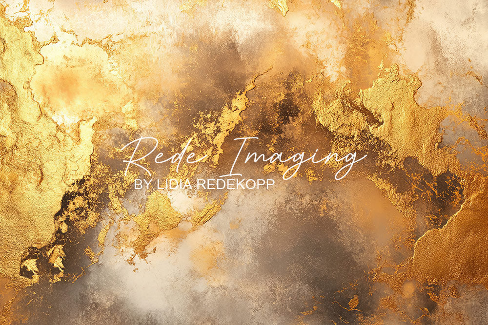 Avezano Neutral Gold Cracked Metallic Fluid Art Photography Backdrop Designed By Lidia Redekopp