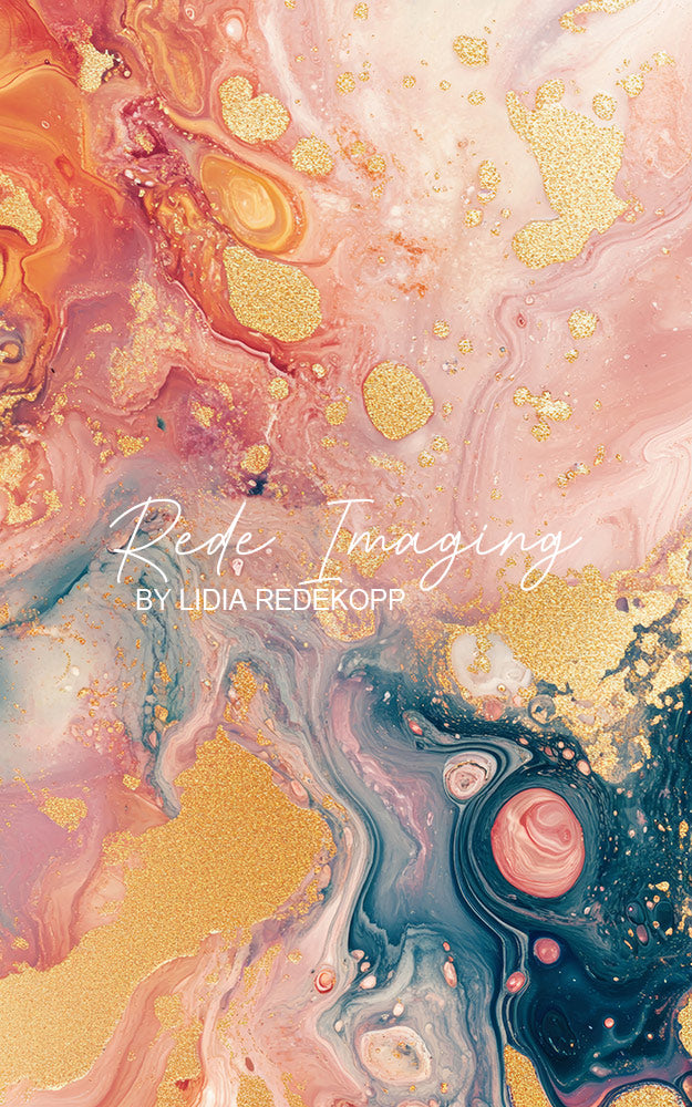Avezano Pink Teal Gold Alcohol Ink Marble Photography Backdrop Designed By Lidia Redekopp