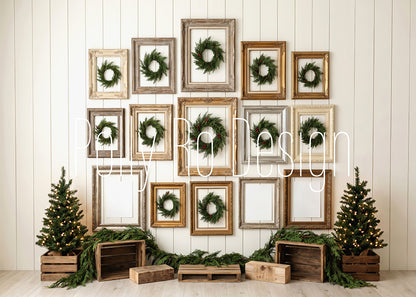 Avezano Vintage Wood Frame Wreath Farmhouse Christmas Photography Backdrop Designed By Polly Ro Design