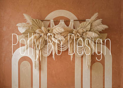 Avezano Boho Pampas Grass Terracotta Arch Party Photography Backdrop Designed By Polly Ro Design