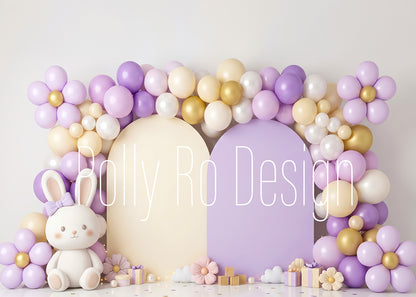 Avezano Lavender Bunny Double Arch Balloon Photography Backdrop Designed By Polly Ro Design