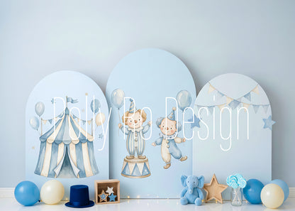 Avezano Light Blue Circus Clown Arch Photography Backdrop Designed By Polly Ro Design