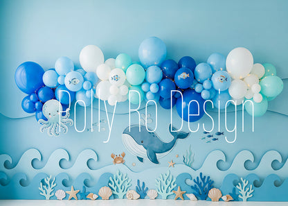 Avezano Blue Whale Ocean Animal Wave Balloon Photography Backdrop Designed By Polly Ro Design