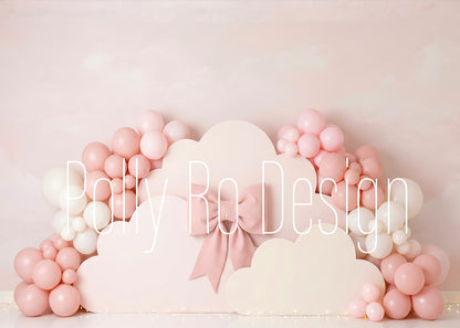 Avezano Pink Cloud Bow Balloon Arch Photo Photography Backdrop Designed By Polly Ro Design