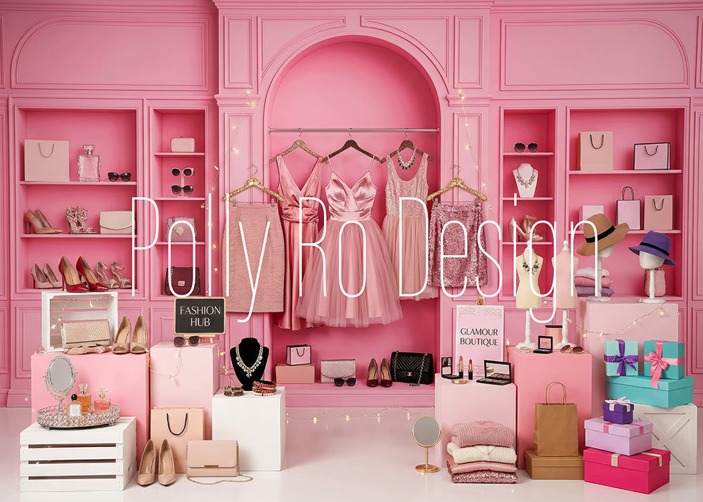 Avezano Pink Fashion Boutique Clothing Studio Photography Backdrop Designed By Polly Ro Design