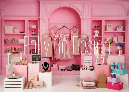 Avezano Pink Fashion Boutique Clothing Studio Photography Backdrop Designed By Polly Ro Design