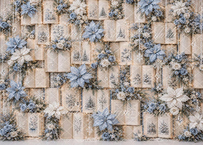 Avezano Blue Floral Vintage Book Wall Backdrop Designed By Enchanted Design Studio
