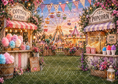 Avezano Sunset Carnival Treat Stall Backdrop Designed By Enchanted Design Studio